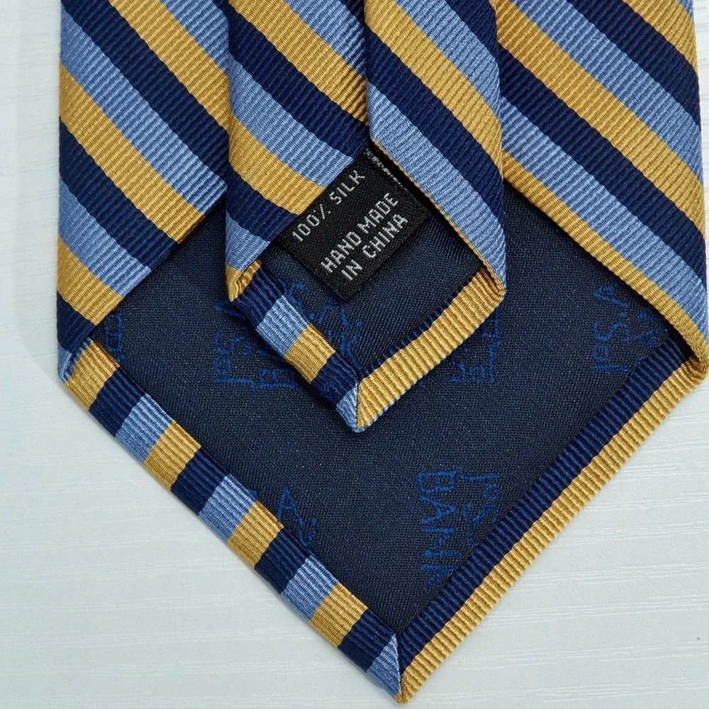 Jos. A. Bank Tie‎ Mens OS Blue Gold Striped Executive Collection Silk